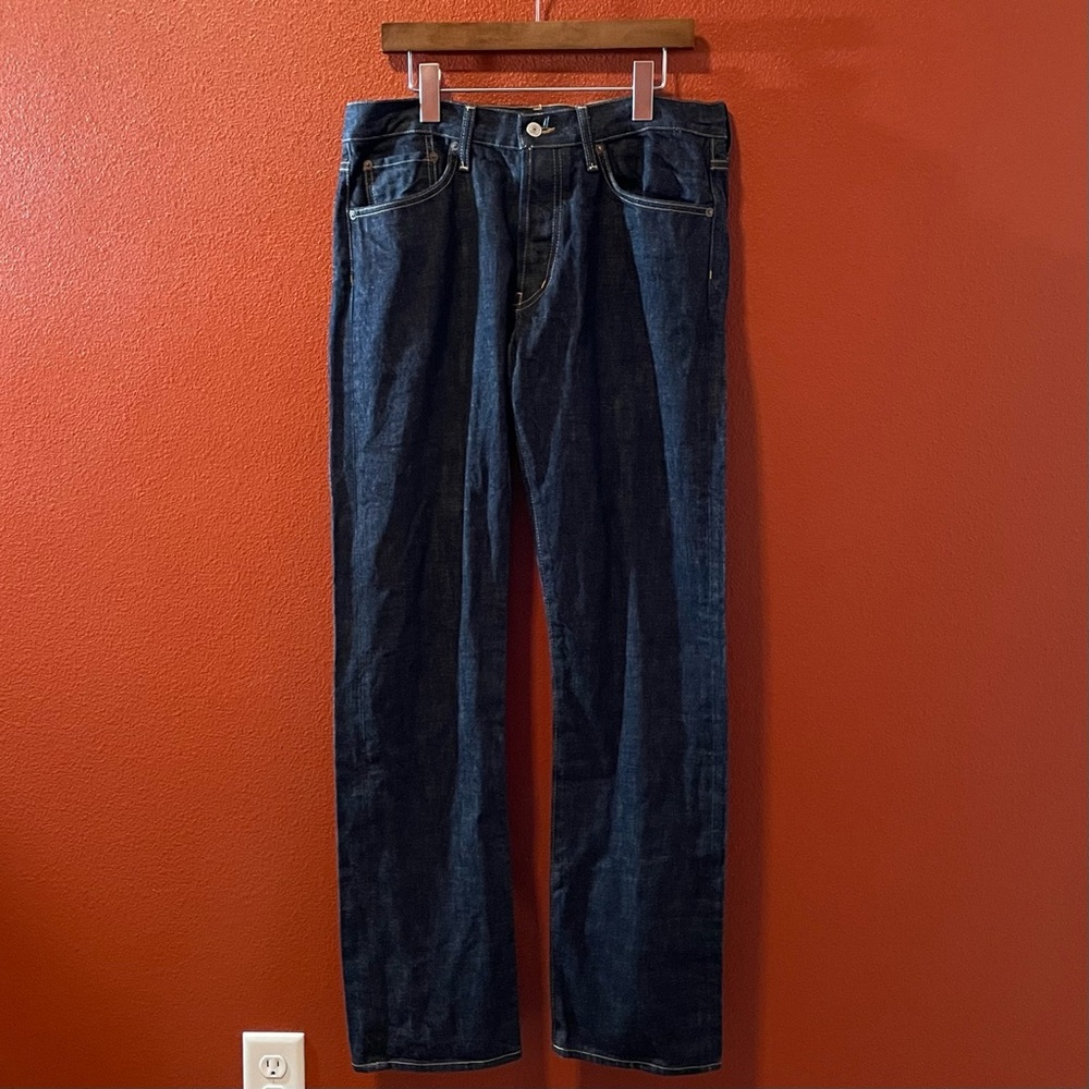 Simon Miller Men’s M001 Straight Leg Blue USA Made Button Fly Raw Cotton Jeans